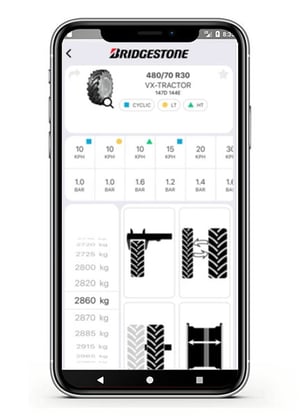 Bridgestone app for calculating tractor tire pressure