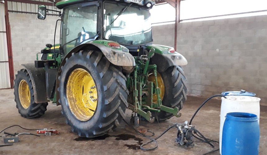 Several hours are necessary for the process of water ballasting tractor tyres