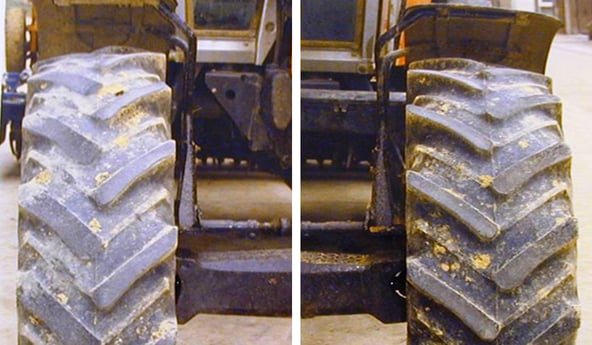 abnormal wear of front tractor tyres