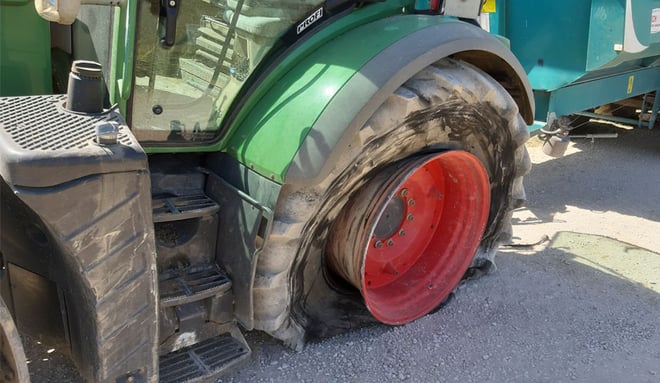 Tractor tyre puncture