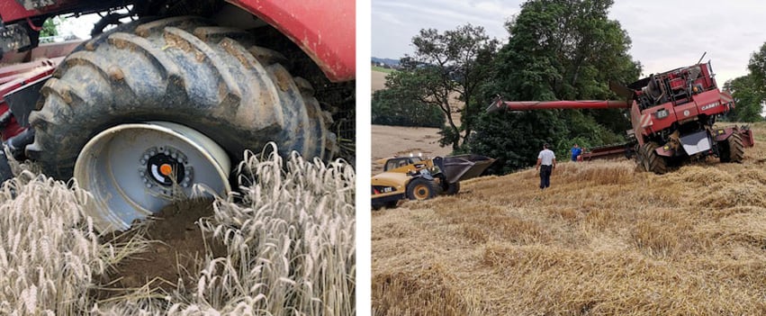 A standard tyre coming off the rim during use with a heavy load on sloping land