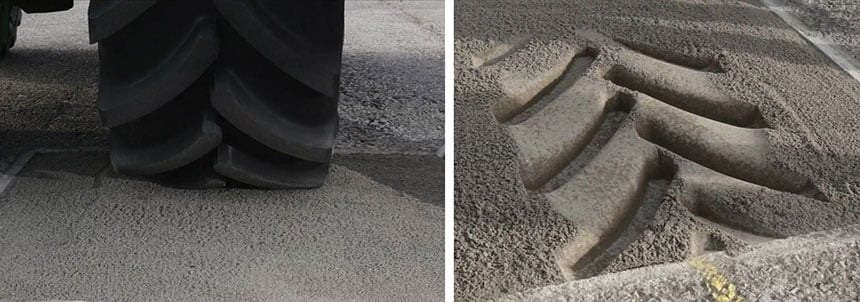 Comparison of VF tyre and standard tyre footprints