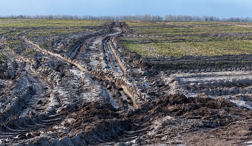 Soil damage linked to excess loads on wet soil