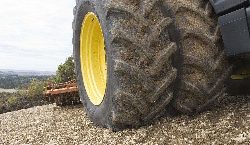 Calcareous land is more abrasive for agricultural tyres