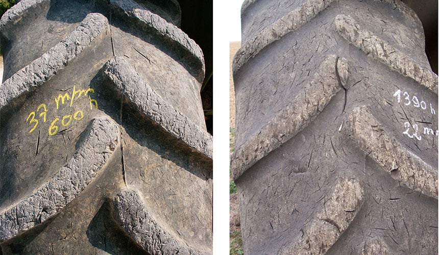 Rapid wear to agricultural tyres on silex soils