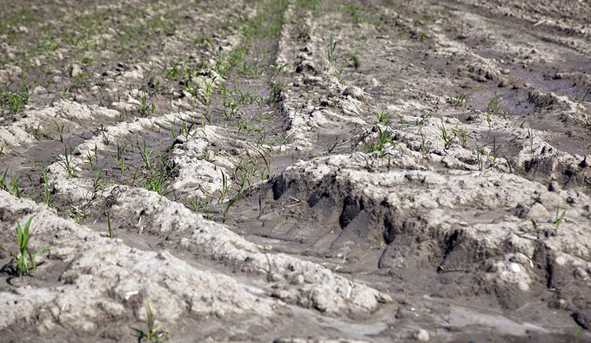 Soil erosion linked to repeated passages with agricultural vehicles