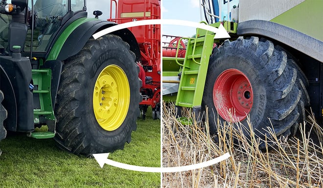 Are harvester and tractor tyres interchangeable?